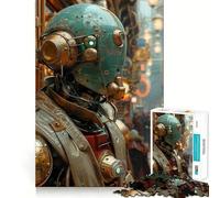 Puzzle de 1000 pièces Robot Steampunk en Ville pour Adolescents Jeu de logique mentale Loisirs Bordure Fine Cadeau spécial 38x26cm