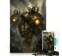 Puzzle de 1000 pièces Robots Steampunk dans Un Paysage Urbain pour Adultes Jeu de réflexion Intelligent, Silencieux et Amusant Découpe précise Cadeau Original 38x52cm