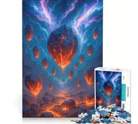 Puzzle de 1000 pièces Roches de Lave flottantes et Ciel d'éclairs, Jeu de Construction, défi Difficile, avec des pièces de Formes aléatoires Parfaitement emboîtables 50x75cm