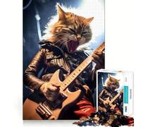 Puzzle de 1000 pièces Rock and Roll Cat pour Adultes et Adolescents Se Souvenir, Construire Lentement, apprécier, découpe précise, œuvre d'art à Collectionner (38x26cm)