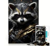 Puzzle de 1000 pièces Rocket Raccoon Portrait pour Adolescents Améliore la mémoire Détente et créativité Bords précis Cadeau élégant (50x75cm)