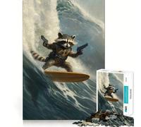 Puzzle de 1000 pièces Rocket Raccoon Surfing pour Adolescents, Jeu Intelligent, Jeu de Groupe, Assemblage d'image, décoration Murale (50x75cm)