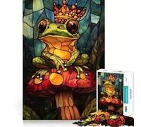 Puzzle de 1000 pièces Roi Grenouille en Vitrail pour Adolescents Un Jeu de logique et de réflexion Anti-Stress, aux découpes précises, Un Joli Cadeau 50x75cm
