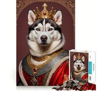 Puzzle de 1000 pièces Roi Husky de Sibérie pour Adultes et Adolescents Un pour se détendre, développer sa mémoire et stimuler sa mémoire 38x26cm
