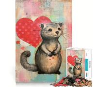 Puzzle de 1000 pièces Rongeur des Bois avec cœur pour la Saint-Valentin Jeu de réflexion Haute précision Découpe Originale Un défi Amusant pour Passer Le Temps (50x75cm)