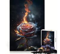 Puzzle de 1000 pièces Rose Ardente dans l'obscurité pour Adolescents Un Cadeau de Noël Unique,Stimulant la réflexion Critique et offrant Un Assemblage Solide (38x26cm)