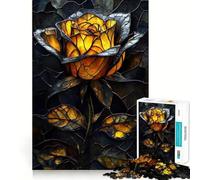 Puzzle de 1000 pièces Rose en vitrail pour Adultes et Adolescents, Jeu cognitif, Loisirs et Amusement, Motif à Assembler, Cadeau Festif 38x26cm