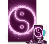 Puzzle de 1000 pièces Rose Fluo avec Symbole Yin Yang pour Adolescents, Jeu de logique, Divertissement Occasionnel, découpe de précision, (38x26cm)