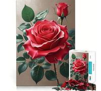 Puzzle de 1000 pièces Rose Rouge en Bouton pour Adolescents Jeu de réflexion et de création Collective Découpe Nette et précise Objet de Collection (50x75cm)