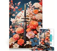 Puzzle de 1000 pièces Roses de samouraï pour Adolescents Un Jeu d'entraînement cérébral, de détente et d'art à Assembler, Un Cadeau Unique (38x26cm)