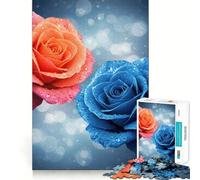 Puzzle de 1000 pièces Roses Orange et Bleues pour Adolescents Jeu Stimulant et apaisant Bords tendus Cadeau de qualité supérieure (38x26cm)