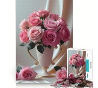 Puzzle de 1000 pièces Roses Roses dans Un Vase pour Adultes Smart Reason Toy Home Enjoy Sharp Edge Article de Noël (38x52cm)