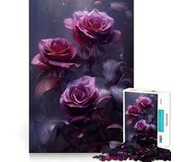 Puzzle de 1000 pièces Roses Rouges de deuil pour Adultes Jeu de logique Stimulant et Relaxant Bords Nets Cadeau mémorable (50x75cm)
