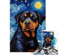 Puzzle de 1000 pièces Rottweiler Nuit étoilée Difficile et Stimulant Jouet Amusant pour Toute la Famille Décoration Murale À partir de 14 Ans 38x26cm