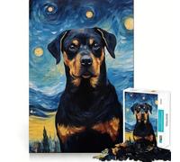 Puzzle de 1000 pièces Rottweiler Van Gogh pour Adolescents, Jeu de logique Solide, Moment Serein, Bords Nets, Cadeau créatif (50x75cm)