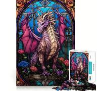 Puzzle de 1000 pièces Rouge Aetheria Dragon Rose pour Adolescents Jeu de réflexion et de création Collective Objet de Collection aux découpes nettes (38x26cm)