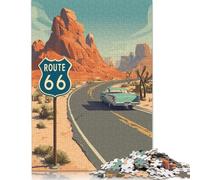 Puzzle de 1000 pièces Route 66 en Bois, Jeu éducatif et Stimulant, idéal comme Cadeau de Noël, 1000 pièces (75 x 50 cm)