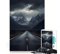 Puzzle de 1000 pièces Route dans Les Montagnes nuageuses pour Adolescents Stimule la mémoire Détente en Douceur Coupe Premium Surprise d'anniversaire (38x52cm)