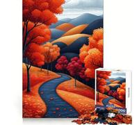 Puzzle de 1000 pièces « Route d'automne à Travers Les collines » Découpe de précision Idéal pour améliorer la mémoire, se détendre et s'amuser Cadeau de Noël Chaleureux (38x52cm)