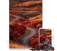 Puzzle de 1000 pièces Route d'automne à Travers Les collines pour Adolescents développe la réflexion, se détend et s'amuse sans Stress, Bords Nets, Cadeau de Noël Chaleureux (50x75cm)