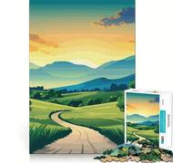 Puzzle de 1000 pièces Route sinueuse à Travers Les collines,qualité supérieure,découpé au Laser,pour Un Moment de Calme et d'exercice Mental à la Maison (38x52cm)