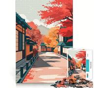 Puzzle de 1000 pièces « Rue d'automne au Japon »,Jeu d'assemblage Facile,Casse-tête,détente,Cadeau d'anniversaire Amusant (50x75cm)