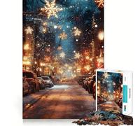 Puzzle de 1000 pièces Rue enneigée de Noël pour Adultes, Jeu de réflexion, Divertissement paisible, pièce de Collection aux découpes soignées (38x26cm)