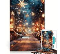 Puzzle de 1000 pièces Rue enneigée de Noël pour Adultes, Jeu de réflexion et de renforcement des Liens familiaux, découpe de précision, Cadeau créatif (38x52cm)