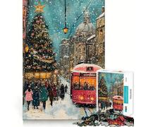 Puzzle de 1000 pièces Rue enneigée Noël pour Adultes stimule la mémoire, Divertissement décontracté, Bords Nets, Cadeau Classique (38x26cm)