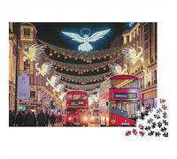 Puzzle de 1000 pièces « Rue illuminée de Noël » à Londres, en carton de qualité supérieure, idéal pour les adultes, les familles et les activités parents-enfants, ainsi que pour les seniors et les cen