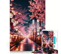 Puzzle de 1000 pièces Rue Sakura aux néons pour Adolescents Un Jeu de logique Solide, Amusant et Relaxant, découpé avec précision, Un (38x52cm)