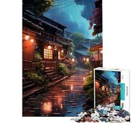Puzzle de 1000 pièces Rue sous la Pluie du Village Un défi Difficile et Amusant pour Toute la Famille idéal comme décoration Murale à partir de 14 Ans 38x52cm