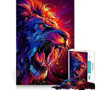 Puzzle de 1000 pièces Rugissement de Lion néon pour Adolescents, Jouet de réflexion Anti-Stress, Bords précis, (38x26cm)