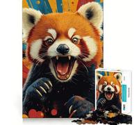 Puzzle de 1000 pièces Rugissement de Panda Roux pour Adolescents, Jeu de logique Fine, Divertissement Relaxant, décoration Murale aux Bords Nets (38x52cm)