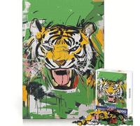 Puzzle de 1000 pièces Rugissement de Tigre 50x75cm Art Abstrait Jouet cognitif et ludique pour Adultes et Adolescents Cadeau Festif