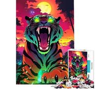 Puzzle de 1000 pièces « Rugissement de Tigre néon Jouet addictif pour cultiver la Patience Jeu éducatif Anti-Stress Cadeau d'anniversaire (Taille 38x26cm)