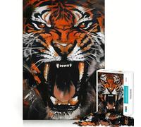 Puzzle de 1000 pièces Rugissement de Tigre pour Adolescents, Jeu de réflexion Stimulant, Moment de détente, découpe précise, œuvre d'art à Exposer 50x75cm