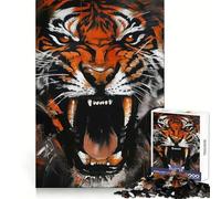 Puzzle de 1000 pièces Rugissement de Tigre pour Adultes, Jeu de réflexion Amusant et décontracté, découpe de précision, Cadeau Artistique 38x26cm