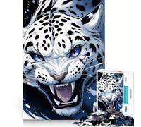 Puzzle de 1000 pièces Rugissement du léopard des neiges pour Adolescents, Jeu de logique Fine, Loisir Facile, Bords Nets, Cadeau de Festival (38x26cm)