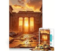Puzzle de 1000 pièces Ruines Antiques au Coucher du Soleil Stimule la Concentration et s’Amuse Technologie de découpe Laser avancée Jeu de réflexion idéal pour Les Voyages (38x52cm)