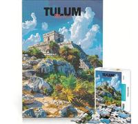 Puzzle de 1000 pièces Ruines de Tulum Mexique Jouet éducatif défi à relever Cadeau d'anniversaire ou de Noël Unique 38x26cm
