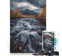 Puzzle de 1000 pièces Ruisseau de Montagne en Automne pour Adolescents, idéal pour renforcer la mémoire, se détendre à la Maison, Bords Nets, Cadeau précieux (38x52cm)