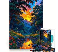 Puzzle de 1000 pièces Ruisseau forestier Vibrant au Coucher du Soleil »,découpé au Laser pour Un Assemblage Parfait,idéal pour stimuler la Concentration et Partager Un Moment Convivial en Famille