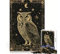 Puzzle de 1000 pièces Sagesse du Hibou pour Adolescents Puzzle de mémoire, lumière relaxante, Image à Assembler Cadeau Exquis (38x26cm)