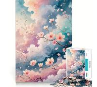 Puzzle de 1000 pièces Sakura dans Un Ciel Pastel pour Adolescents Améliore la mémoire, Les Liens familiaux, Bords précis, Cadeau attentionné (50x75cm)