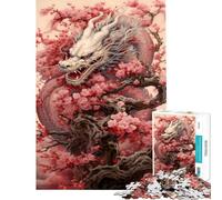 Puzzle de 1000 pièces Sakura Dragon Chinois Jeu de Manipulation Stimulant Le Cerveau et Anti-Stress Convient aux Personnes de 14 Ans et Plus (50x75cm)