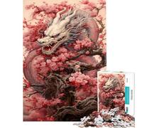 Puzzle de 1000 pièces Sakura Dragon Chinois pour Un Anniversaire Noël mais Aussi Un Jeu Familial Amusant et Humoristique pour Les 14 Ans et Plus (38x52cm)