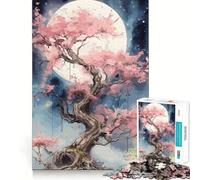 Puzzle de 1000 pièces Sakura Moon Tree pour Adultes, Jeu de logique Fine, Loisirs, Bords Nets, Objet de Collection (50x75cm)