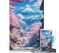 Puzzle de 1000 pièces Sakura Street to Fuji pour Adolescents, Jeu de logique et de Train, Silencieux et Amusant, découpe Lisse, Joli Cadeau (50x75cm)