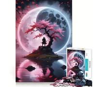 Puzzle de 1000 pièces Sakura Waterfall Yin Yang pour Adolescents, Jeu de logique Stimulant, Divertissement d'intérieur, Bords de qualité supérieure, Cadeau mémorable (38x52cm)